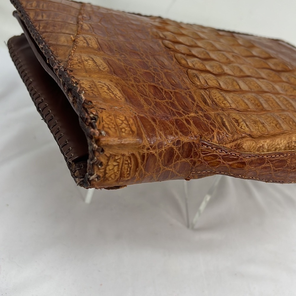 Crocodile Top Handle Large Structured Clutch Hand… - image 10